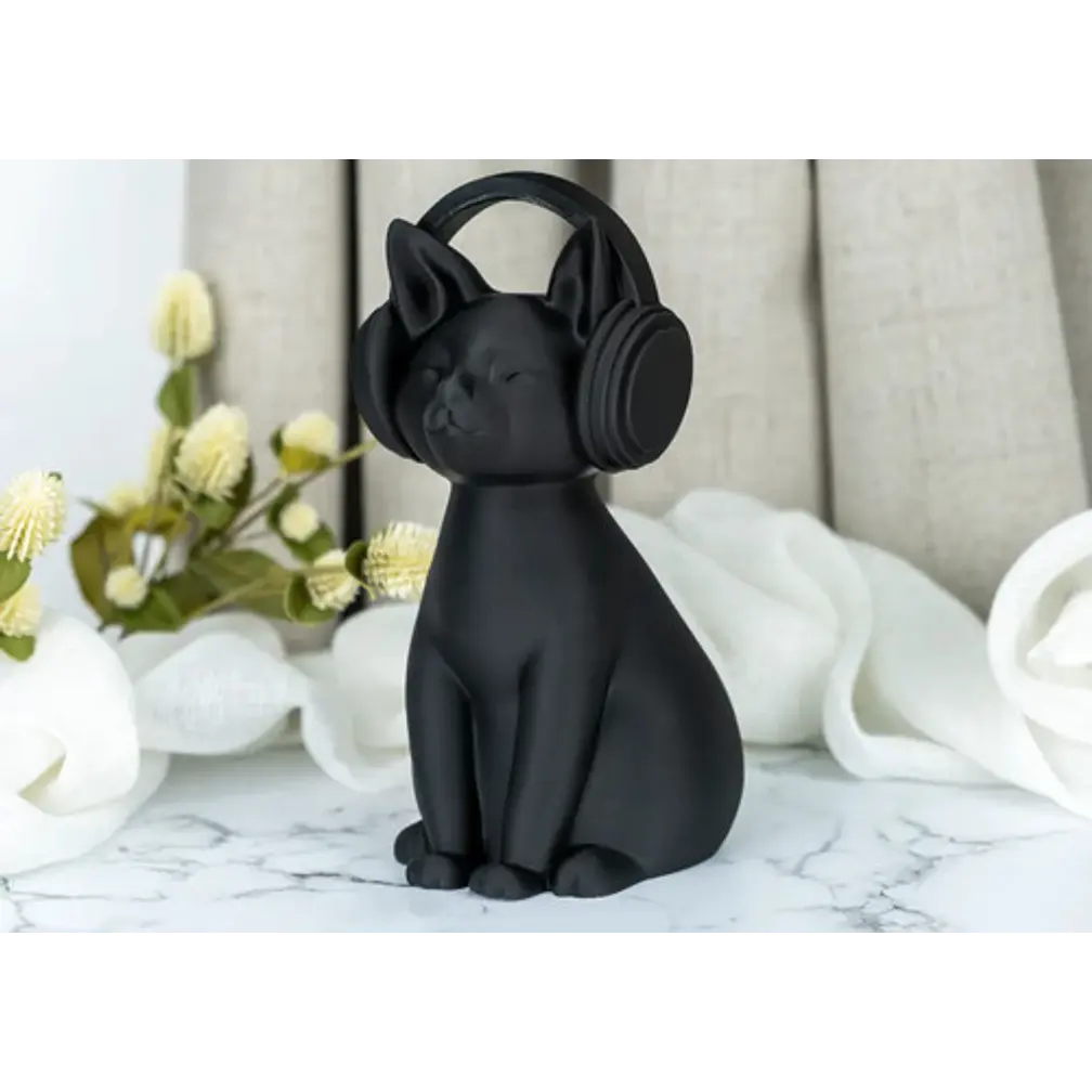 Escultura Gato Con Auriculares 1
