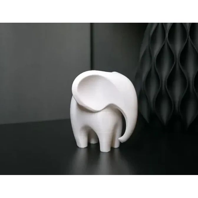 Escultura Elefante Minimalista Blanco 2