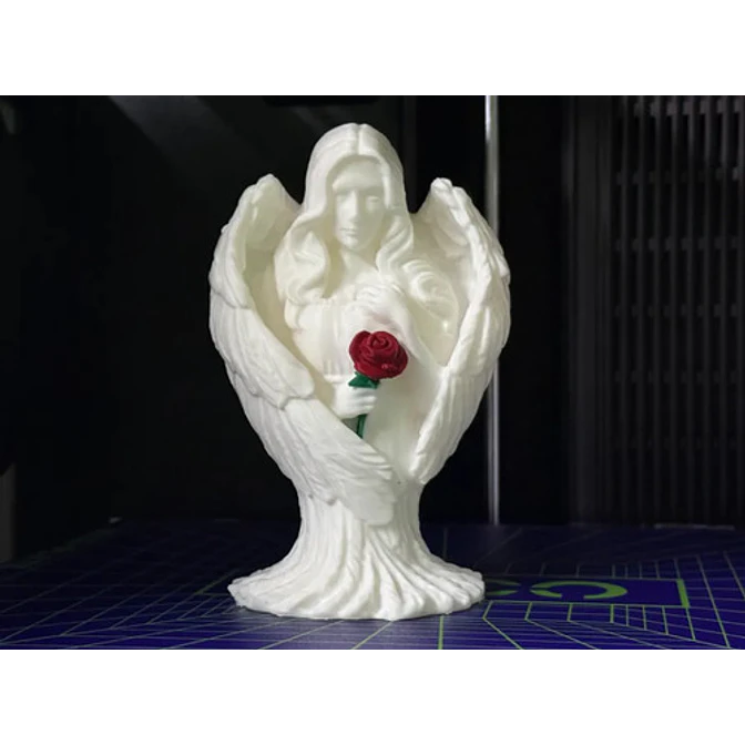 Ángel De Escultura Con Rosa 1