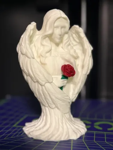 Ángel De Escultura Con Rosa - Foto 2