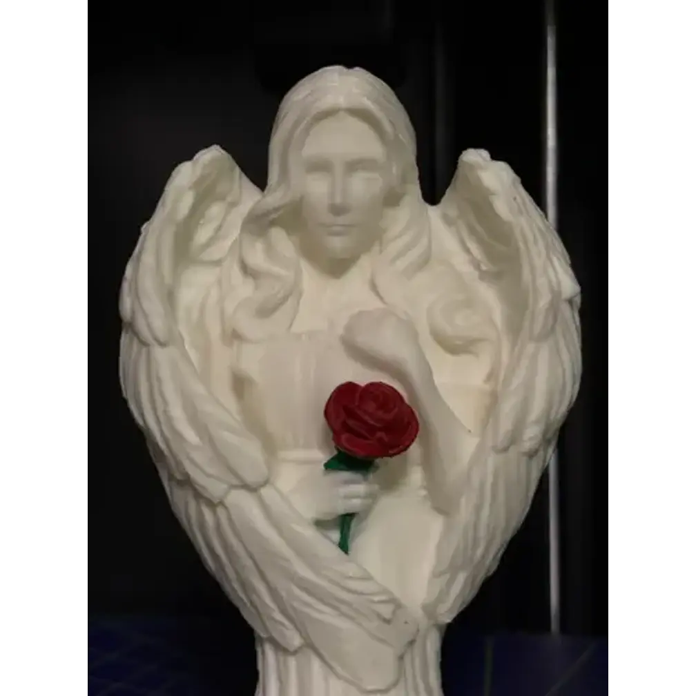 Ángel De Escultura Con Rosa 3