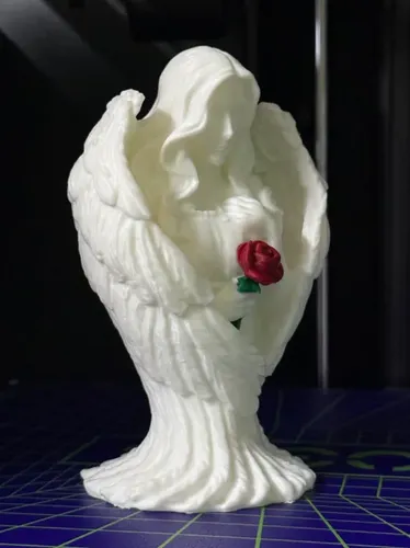 Ángel De Escultura Con Rosa - Foto 4
