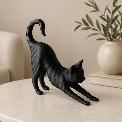 Escultura Gato Estirándose