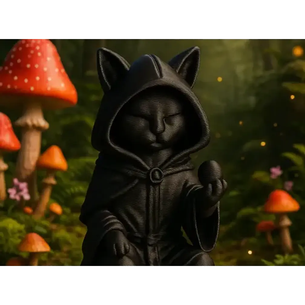 Escultura Gato Negro Mago 2