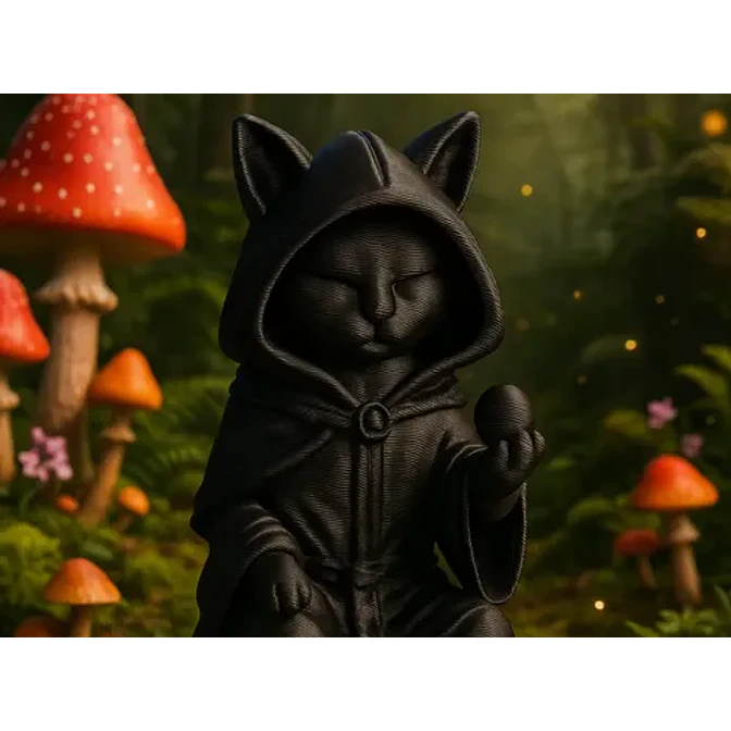 Escultura Gato Negro Mago 2