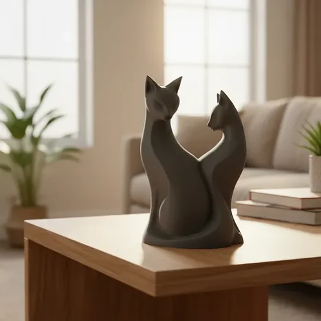 Escultura Gatos En Pareja
