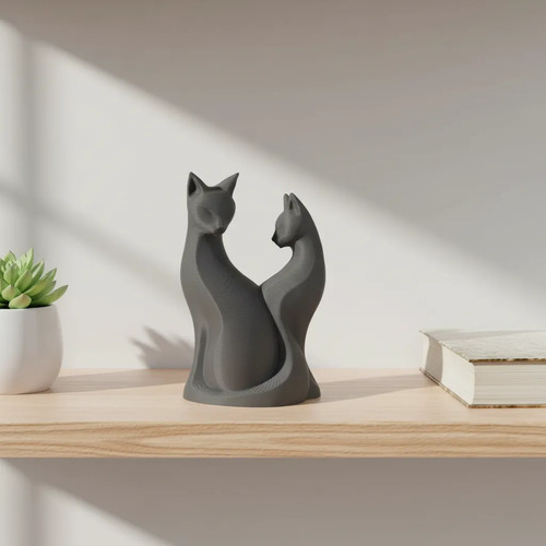 Escultura Gatos En Pareja - Foto 3