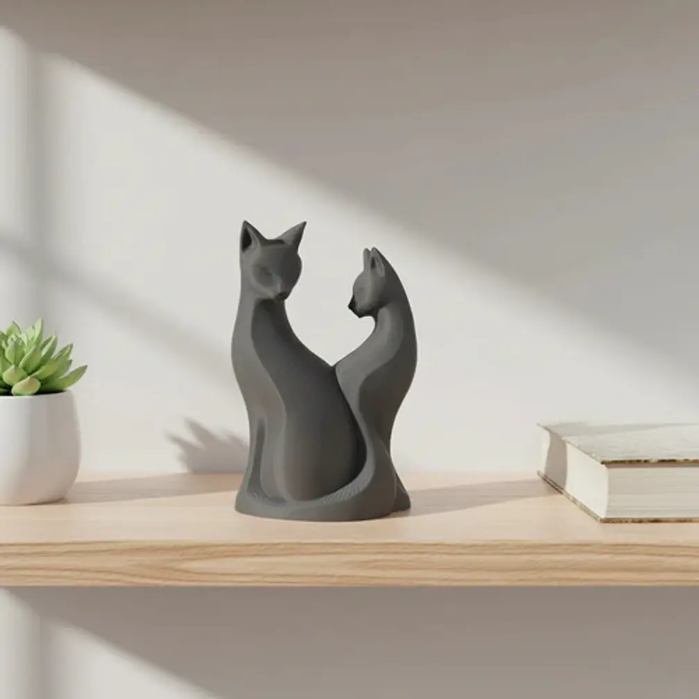 Escultura Gatos En Pareja 3