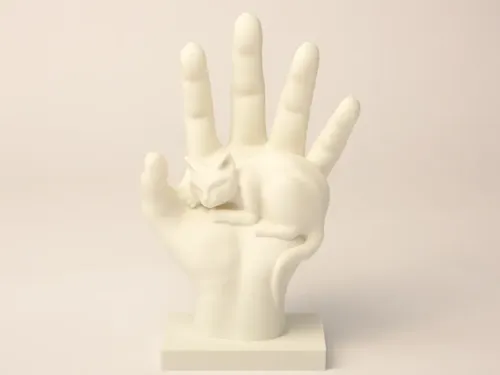 Escultura Gato Durmiendo En Una Mano