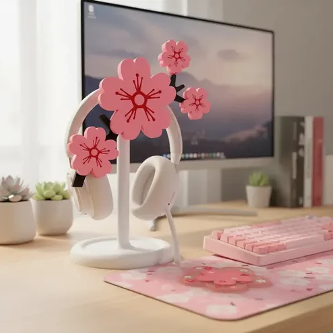 Soporte De Auriculares Sakura Flor De Cerezo Prints Patro 1