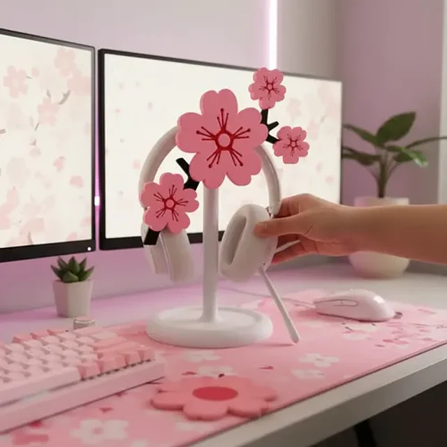 Soporte De Auriculares Sakura Flor De Cerezo Prints Patro
