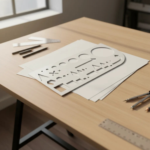 Plantilla De Dibujo Con Regla Y Con Formas