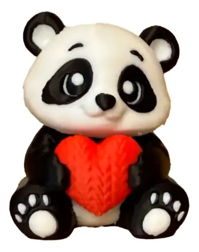 Figura Oso Panda Con Corazón - San Valentín
