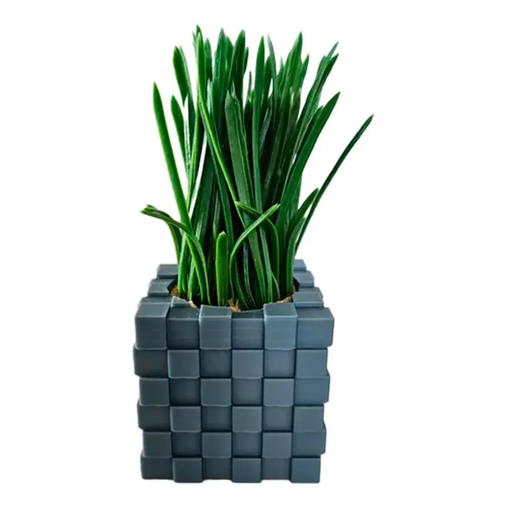 Macetero Diseño Pixelado Cúbico 1