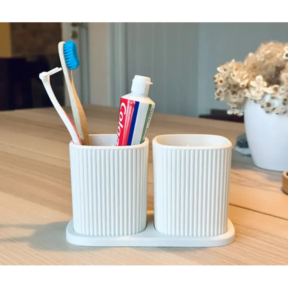 Porta Cepillo De Dientes Pack 2 Incluye Bandeja Para Baño 5