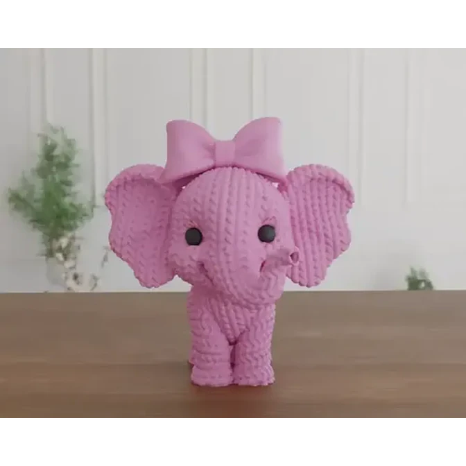 Figura Elefante Adorable De Punto 2