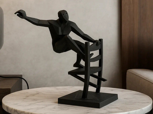 Escultura- Hombre Abstracto En La Silla - Foto 2