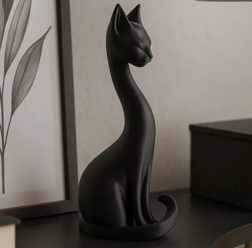 Escultura Gato Elegante Cuello Largo - Foto 2
