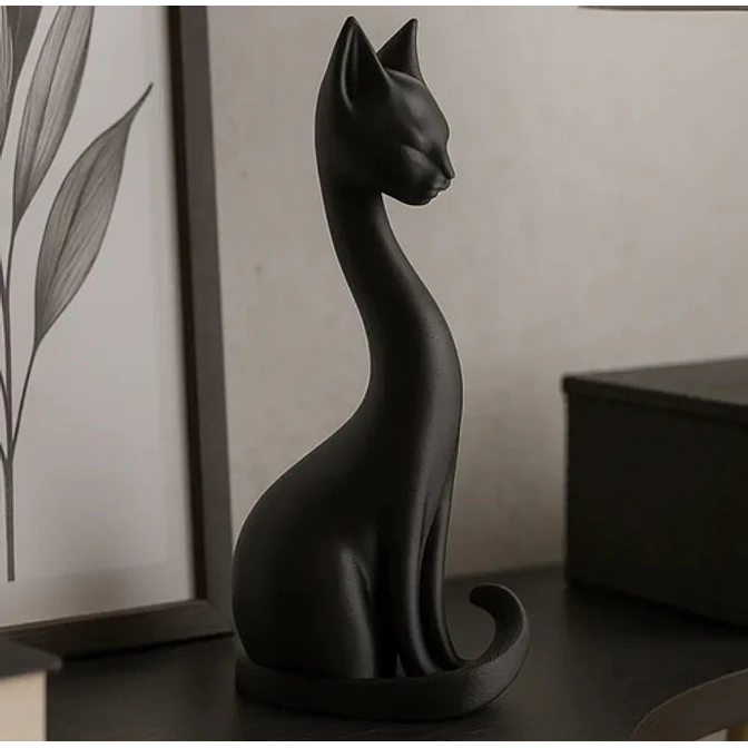 Escultura Gato Elegante Cuello Largo 2