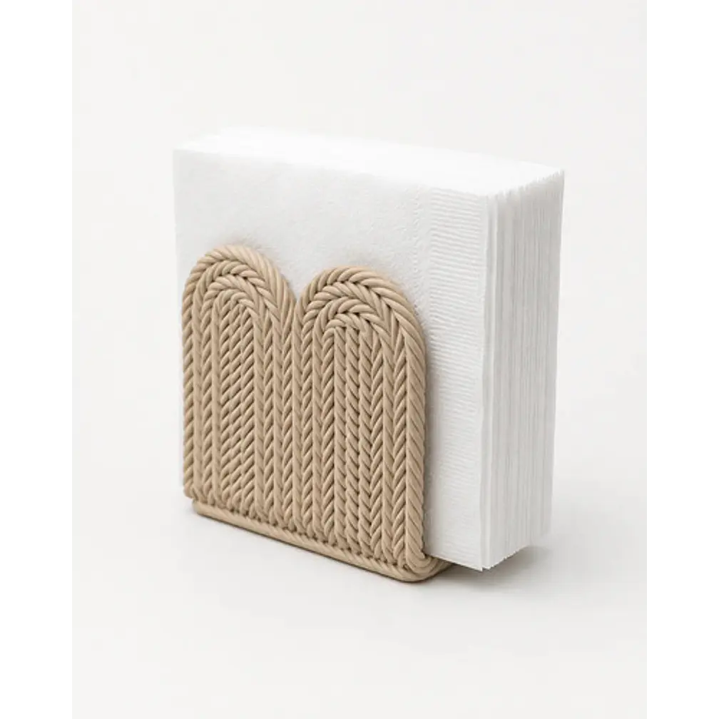 Servilletero Beige Moderno Efecto Tejido Decoración Mesa. 1