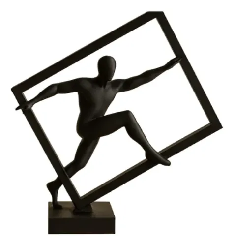 Escultura- Atleta Abstracto En Cubo
