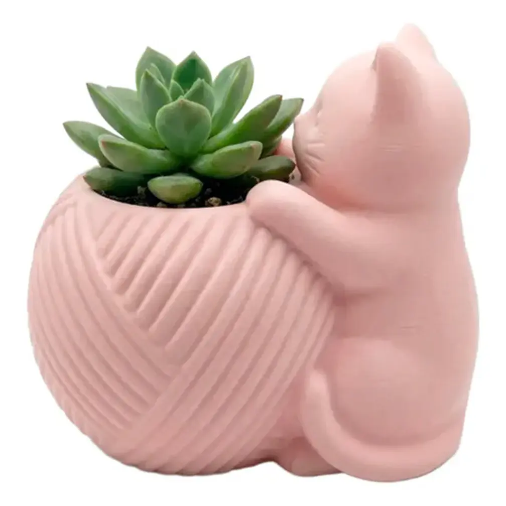 Macetero Redondo - Figura Gato 1