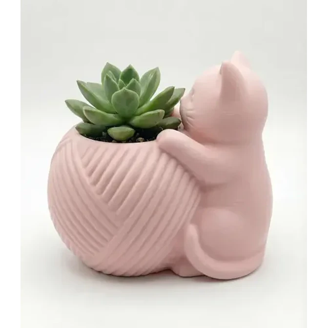 Macetero Redondo - Figura Gato 2