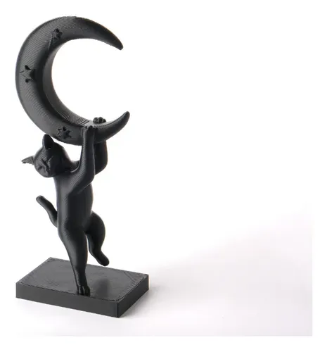 Escultura- Gato Juguetón En La Luna - Foto 3