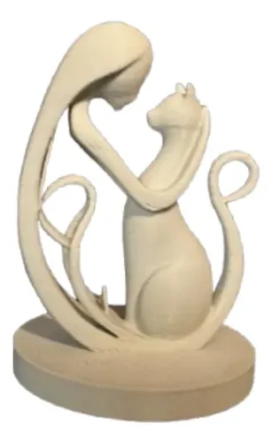 Escultura Minimalista- Mujer Y Gato