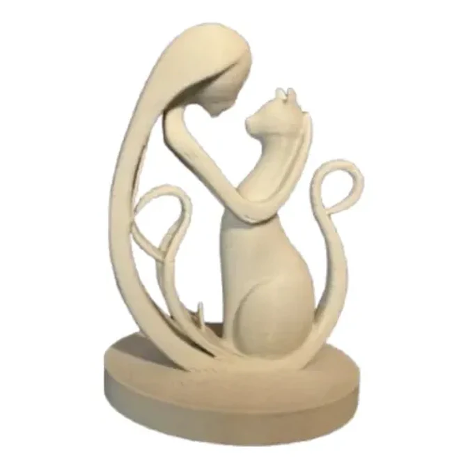 Escultura Minimalista- Mujer Y Gato 1