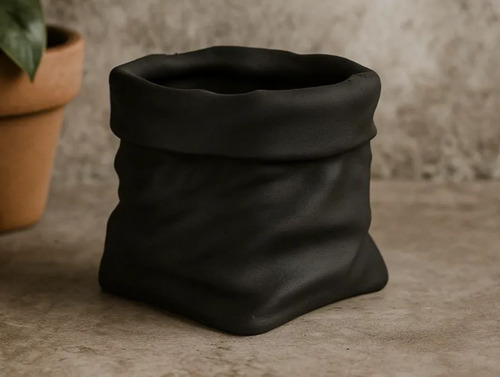 Maceta Forma De Bolsa Negra - Foto 3