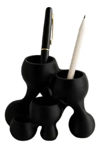 Portalápices Minimalista Negro De Escritorio