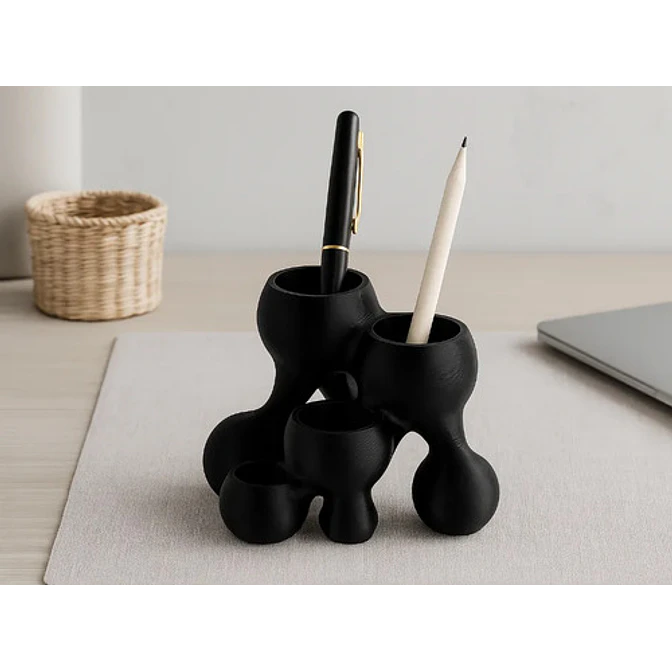 Portalápices Minimalista Negro De Escritorio 3