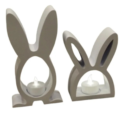 Pack De 2 Portavelas Led- Conejo De Pascua