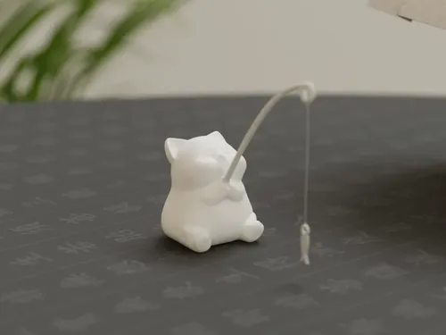 Mini Escultura- Gatito Pescando