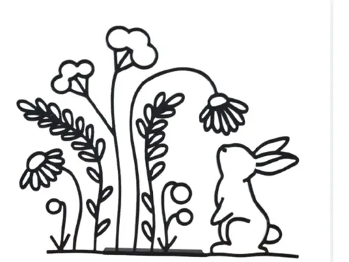 Figura Decorativa De Conejo Con Flores Y Soporte