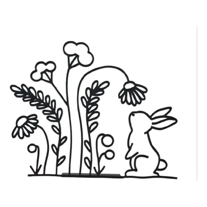 Figura Decorativa De Conejo Con Flores Y Soporte 1
