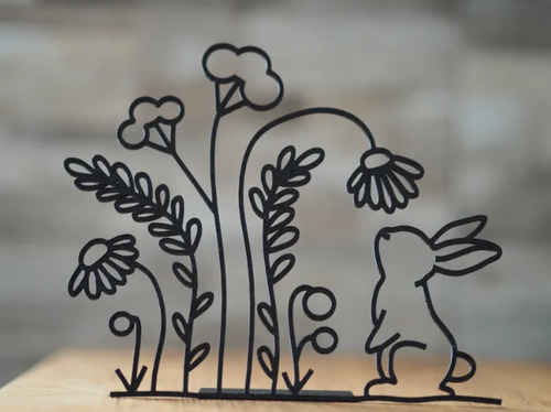 Figura Decorativa De Conejo Con Flores Y Soporte - Foto 2