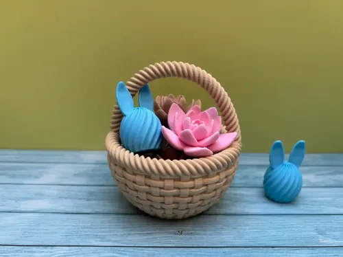 Cesta De Pascua Pequeña Tejida - Foto 3