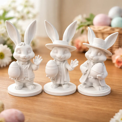 Figuras Conejitos Elegantes De Pascua - Foto 3