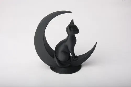 Escultura Gato Sentado En La Luna