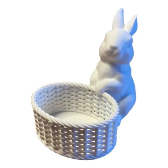 Escultura- Conejo De Pascua Con Canasta 1