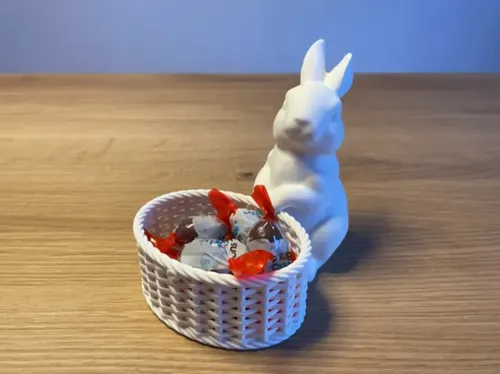 Escultura- Conejo De Pascua Con Canasta - Foto 2