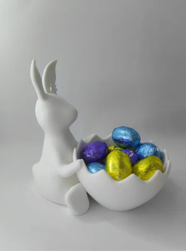 Figura Decorativa De Conejita De Pascua Con Cesta De Huevos - Foto 2