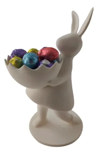 Figura Conejo De Pascua Con Tazón Para Huevos