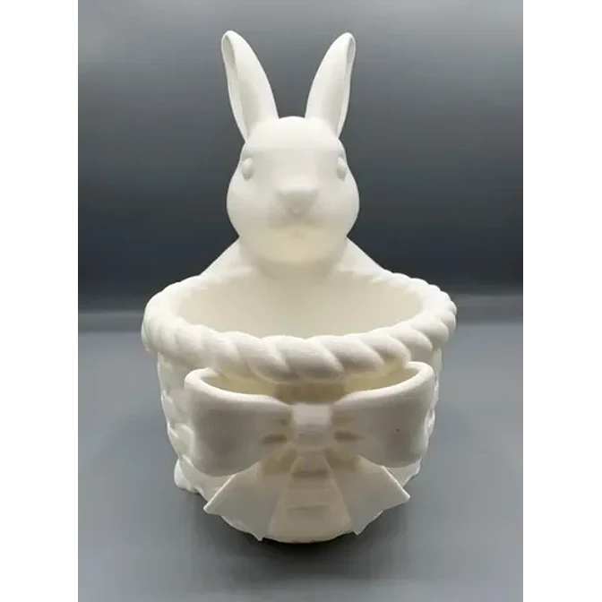 Figura Decorativa  Conejito De Pascua Con Cesta Con Lazo 2