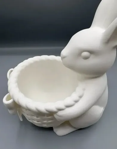 Figura Decorativa  Conejito De Pascua Con Cesta Con Lazo - Foto 3