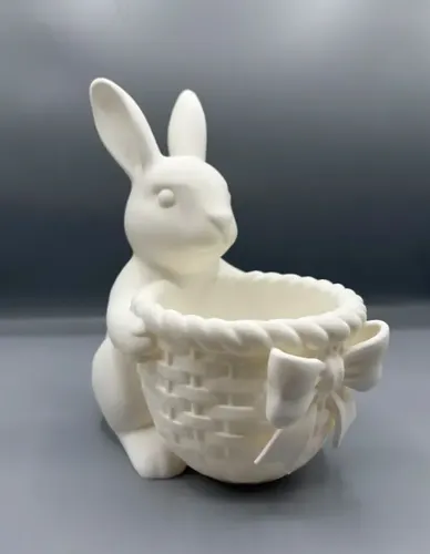 Figura Decorativa  Conejito De Pascua Con Cesta Con Lazo - Foto 4
