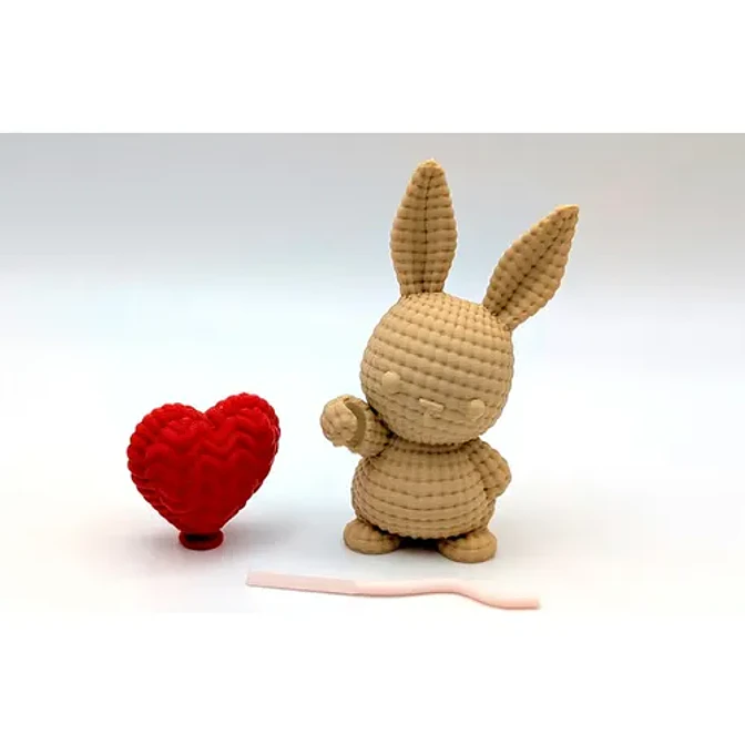 Figura Decorativa Conejo De Punto Con Globo De Corazón 3