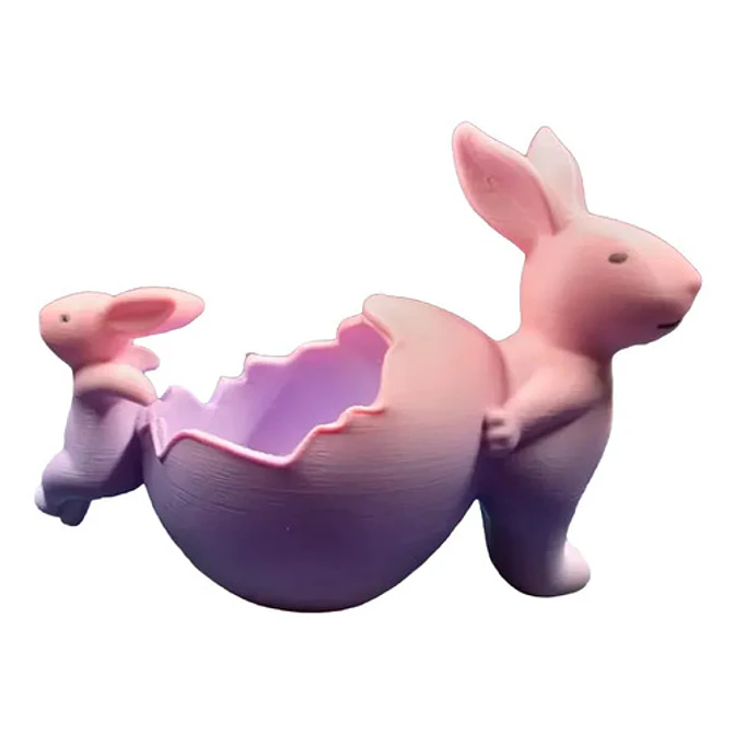 Figura Decorativa - Conejos De Pascua Con Huevo Roto 1